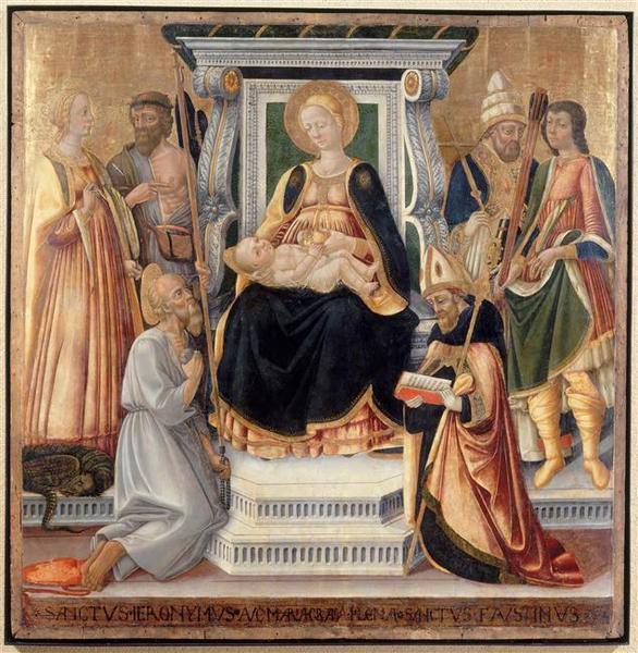 Madonna in trono con Agostino e santi