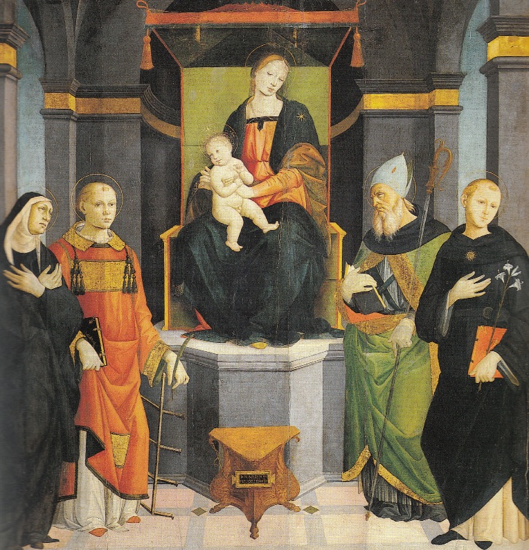 Vergine in trono con i Santi Monica, Lorenzo, Agostino, Nicolo' da Tolentino