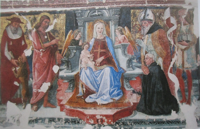 Madonna in trono con Bambino, San Girolamo, San Giovanni Battista, Sant'Agostino, San Venanzio e Melchiorre Bandini