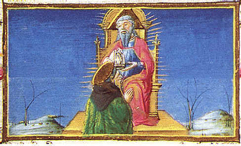 Agostino in ginocchio riceve da Dio la mitra episcopale di Tommaso da Modena