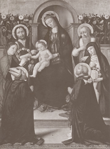 Madonna con Bambino in trono tra san Giovanni Battista, sant'Agostino, san Domenico, san Girolamo e due beati