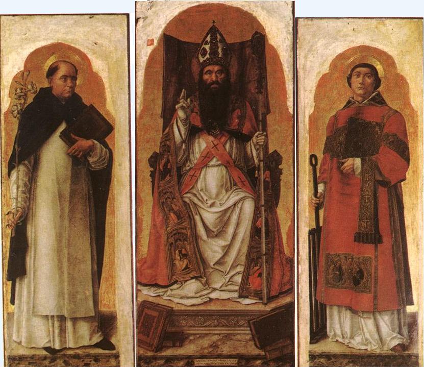 Agostino vescovo e i santi Lorenzo e Domenico