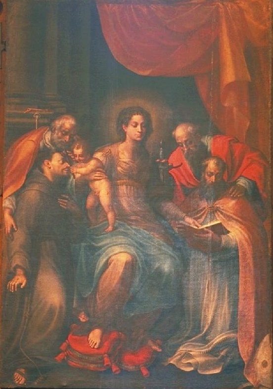 Madonna con Ges Bambino, Agostino e Santi