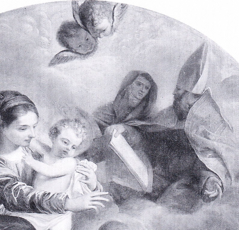 La Vergine e sant'Agostino appaiono a san Nicola ammalato: particolare di Agostino e Monica