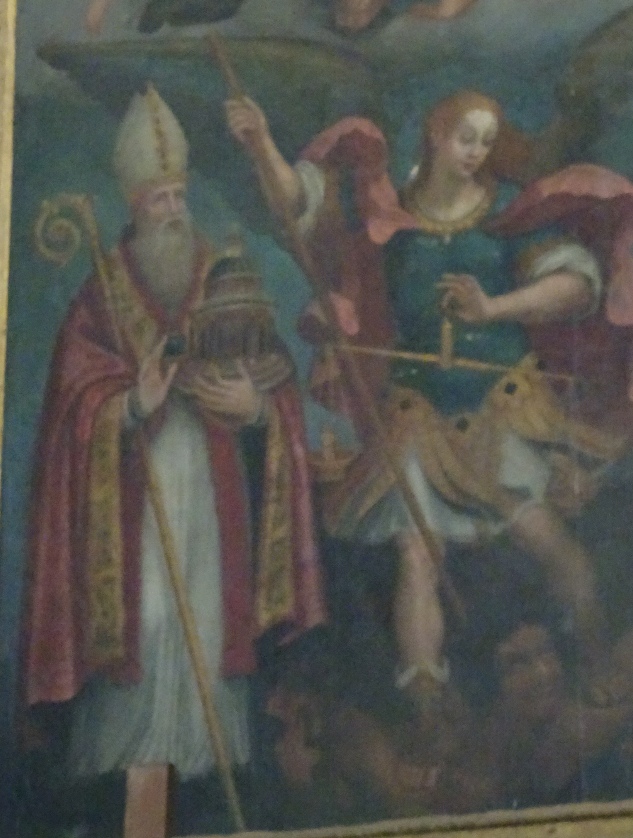 Particolare di Agostino e l'Arcangelo Michele