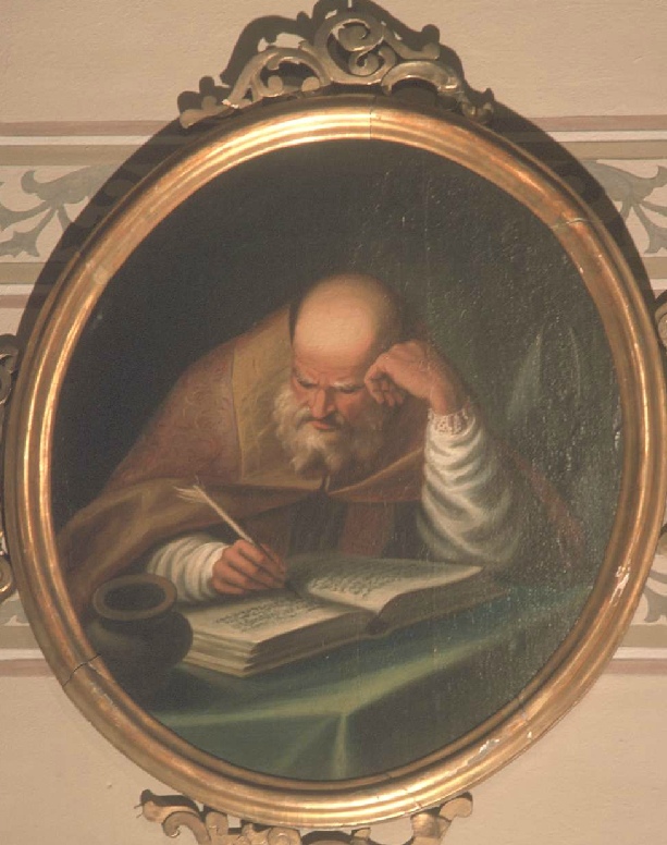 Sant'Agostino nello studio scrive libri e trattati