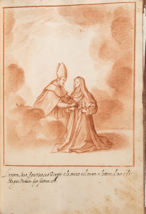 Sant'Agostino scrive sul cuore di Santa Maria Maddalena