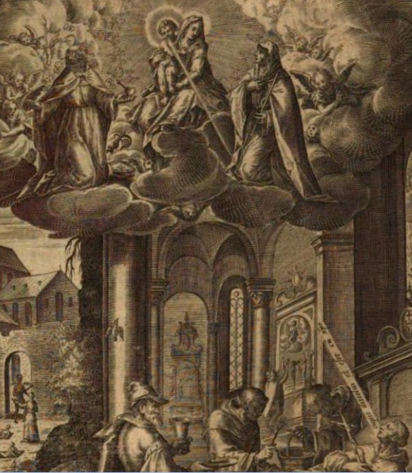 Morte di san Nicola con Agostino, Monica e la Vergine