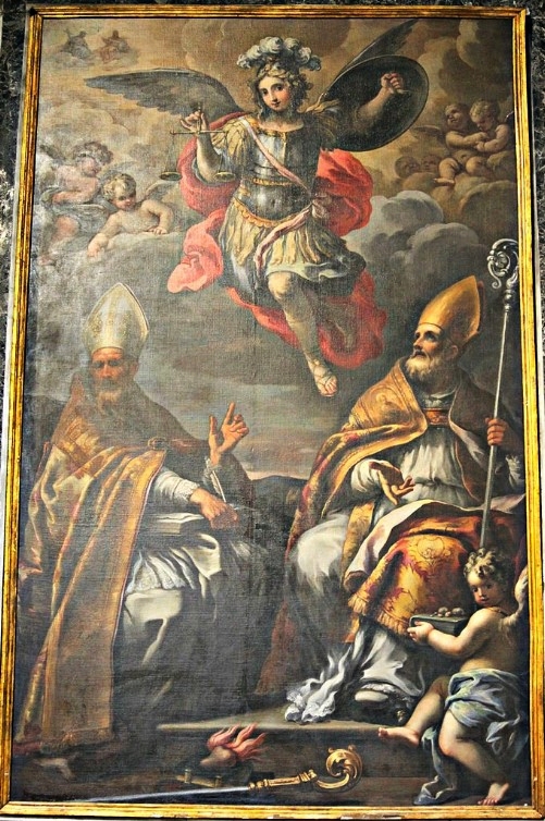 San Michele arcangelo tra i santi Agostino e Liborio