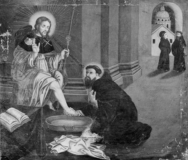 Sant'Agostino lava i piedi di Cristo pellegrino