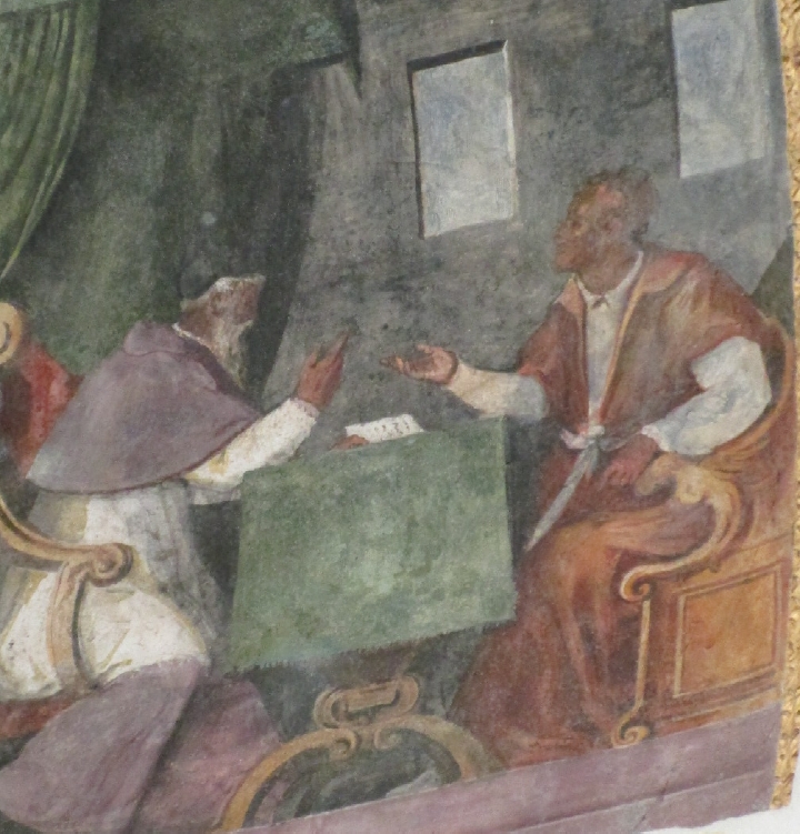 Agostino a colloquio con Simpliciano: particolare della scena dell'incontro
