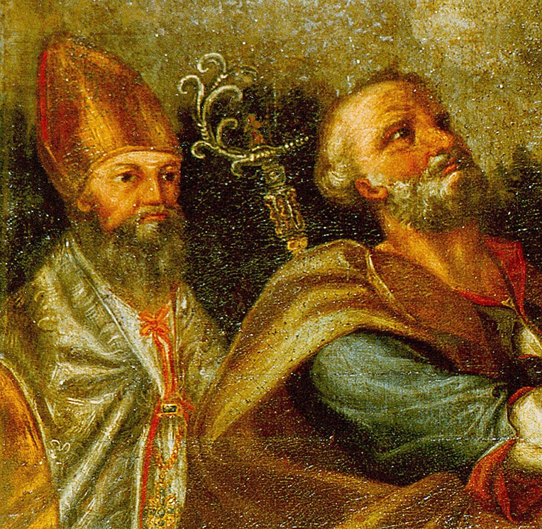 articolare dei volti di sant'Agostino e san Pietro