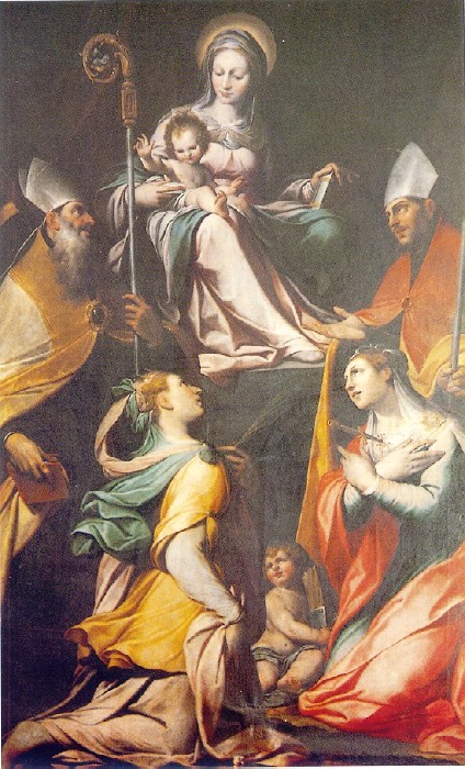 Madonna in trono con i santi Caterina, Lucia, Ambrogio e Agostino di Camillo Procaccini