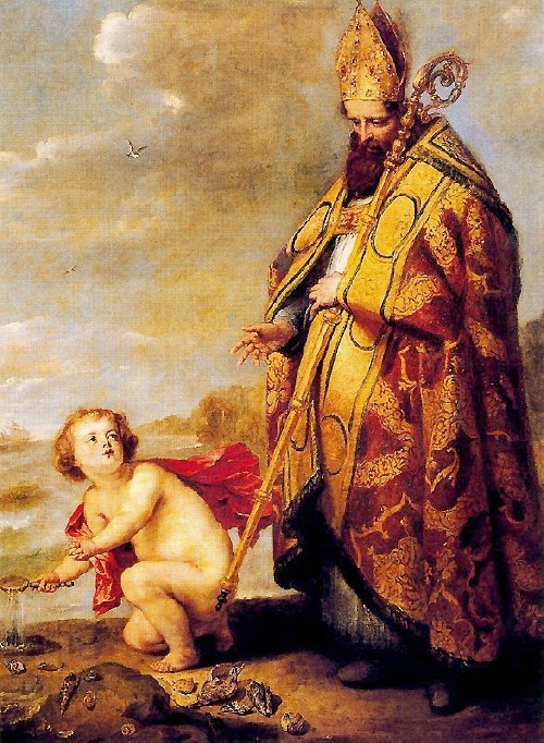 Il mistero della Trinit: Agostino e il bambino sulla spiaggia della Scuola del Rubens al Prado a Madrid