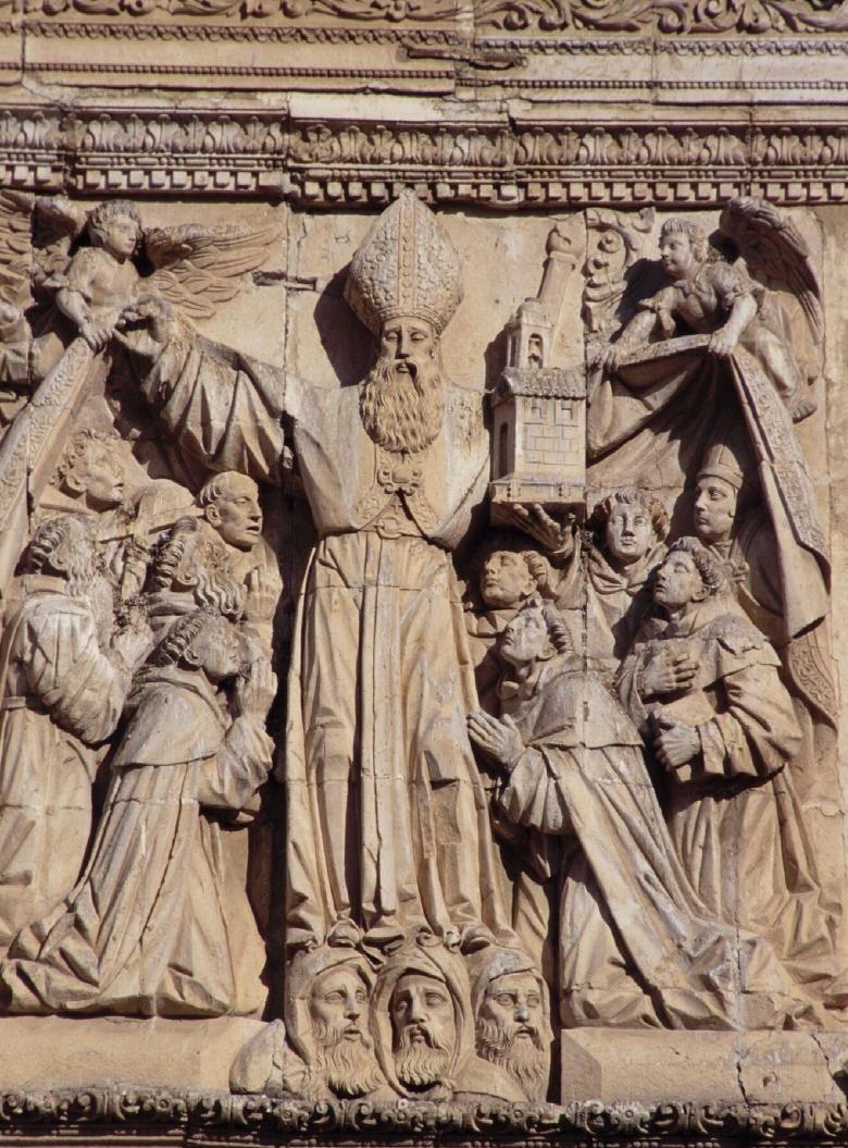 Agostino in gloria edifica la chiesa e sconfigge gli eretici
