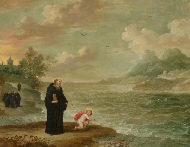 Agostino e il bambino sulla spiaggia