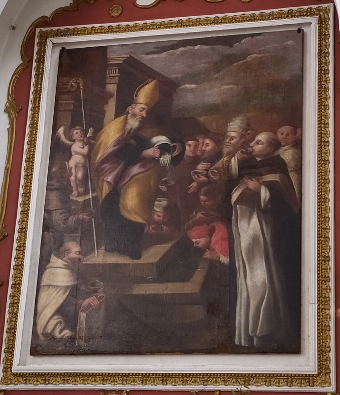 Sant'Agostino versa l'acqua della Sapienza a Santi e Padri della Chiesa