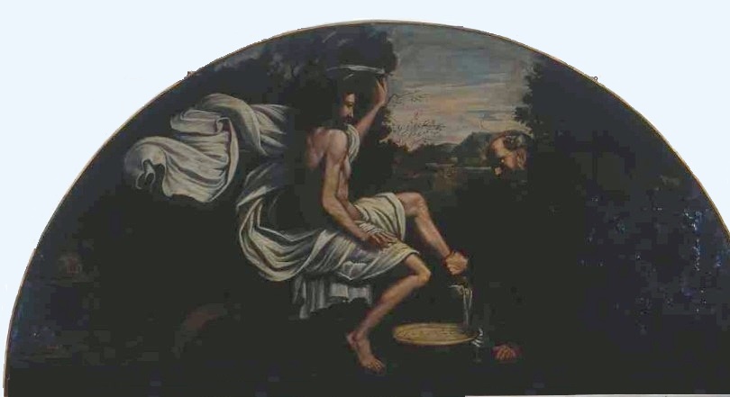 Sant'Agostino lava i piedi a Cristo pellegrino