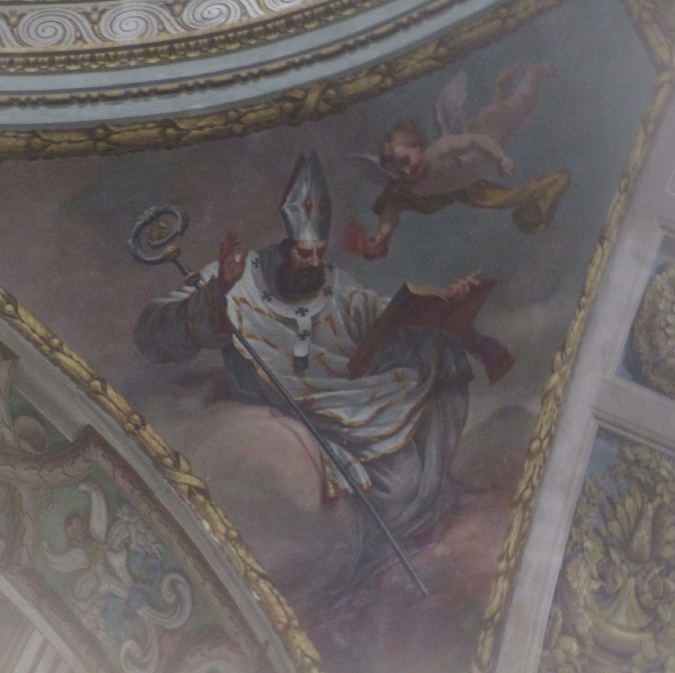 Agostino Dottore della Chiesa, in un dipinto dei fratelli Bella a Finalmarina, Basilica di san Giovanni Battista