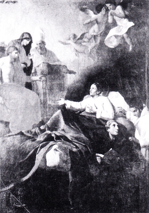 Agostino assiste al transito di san Nicola, opera di Giuseppe Fabbrini nella chiesa di sant'Agostino a Volterra