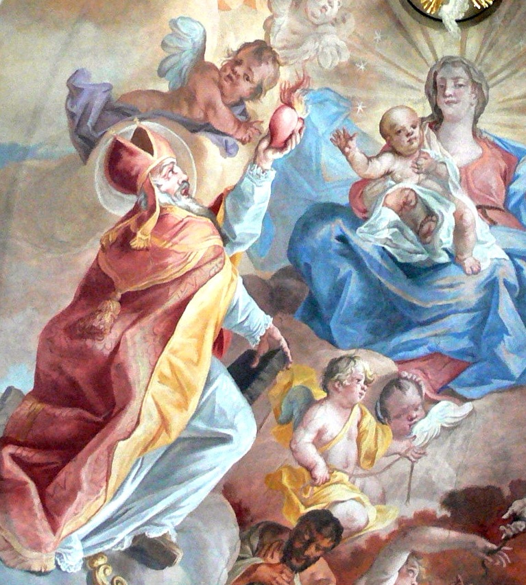 Agostino, Monica e san Nicola ai piedi della Madonna della Consolazione