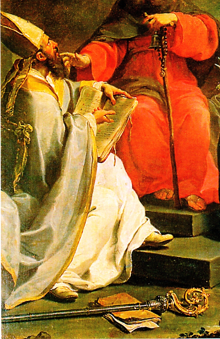 Agostino con i santi Antonio abate e Nicola da Tolentino: particolare di Agostino
