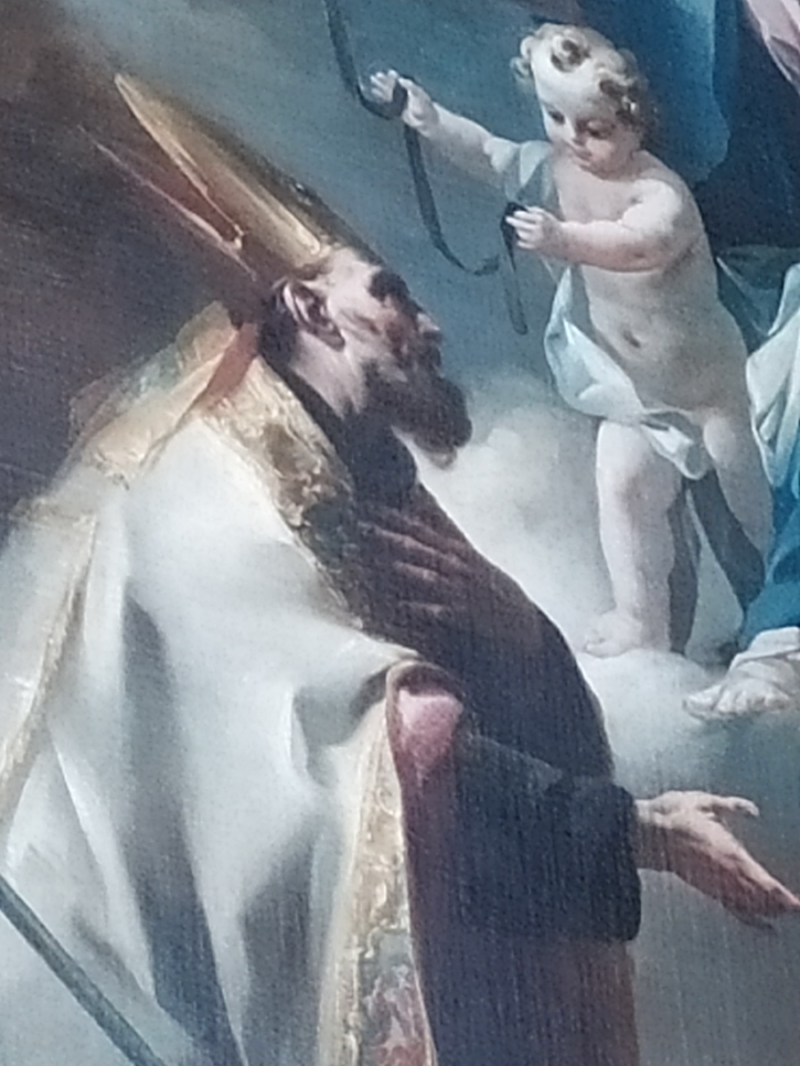 Madonna della cintura con i santi Agostino e Monica: particolare di Agostino