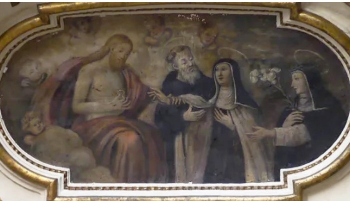 Ges dona l'anello a santa Maria Maddalena de' Pazzi alla presenza dei santi Agostino e Caterina da Siena