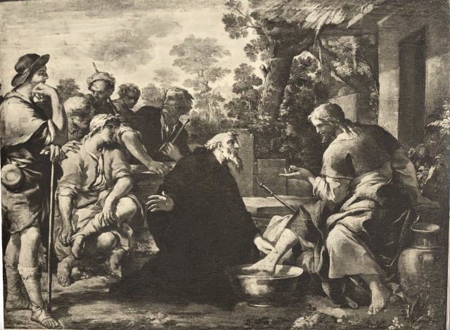 Sant'Agostino lava i piedi di Cristo nelle vesti di pellegrino
