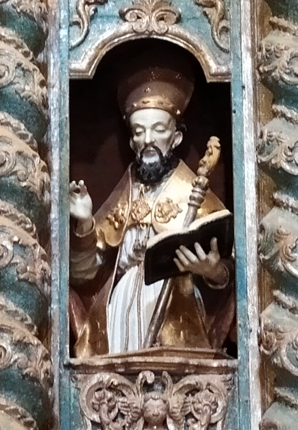 Particolare del mezzo busto di Agostino vescovo