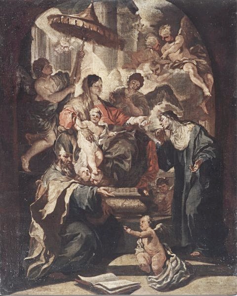 Madonna con Bambino in trono, santa Monica, sant'Agostino e angeli