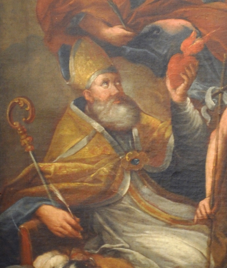 La vergine con Santi fra cui Agostino: particolare di sant'Agostino