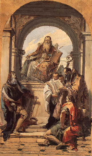 Sant'Agostino, Luigi di Francia,San Giovanni Evangelista e un vescovo