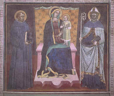 Bartolo di Fredi, Madonna in trono e il beato Antonio Patrizi nella Sala Capitolare del convento di S. Agostino a Monticiano