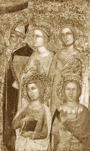 Sant'Agostino, sant'Agnese, santa Caterina d'Alessandria, san Giovanni Evangelista, san Venanzio