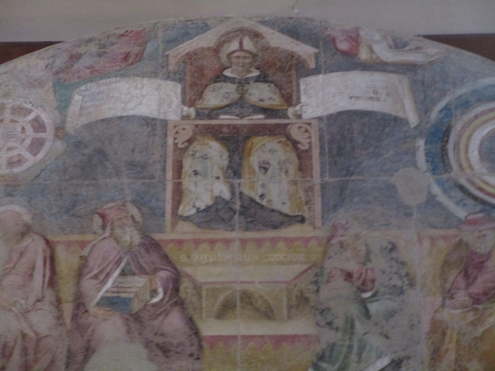 Trionfo di Sant'Agostino di Serafino de' Serafini: particolare di sant'Agostino