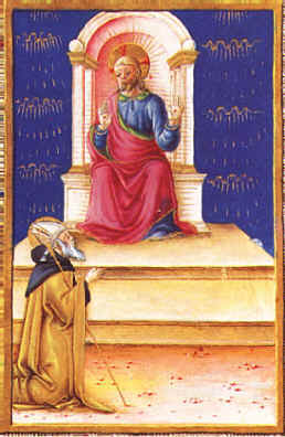 Agostino in ginocchio dinanzi al Cristo in trono di Tommaso da Modena