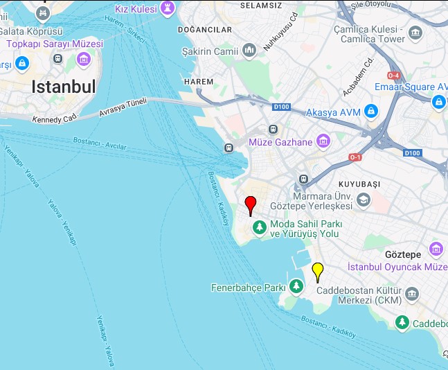 Localizzazione della cappella di S. Agostino a Istanbul