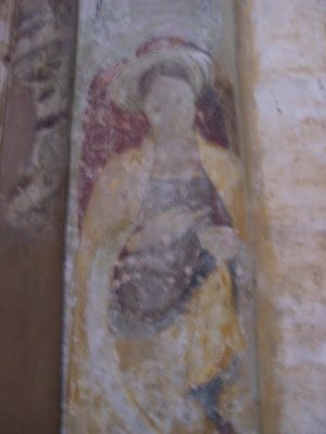 Madonna in Trono con il bambino e due angeli reggi cero di Anonimo datato 1370