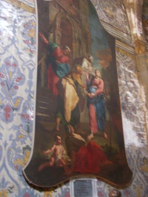 Tela di Giacomo Guerrini (1700) con la Visitazione di Maria Vergine a santa Elisabetta