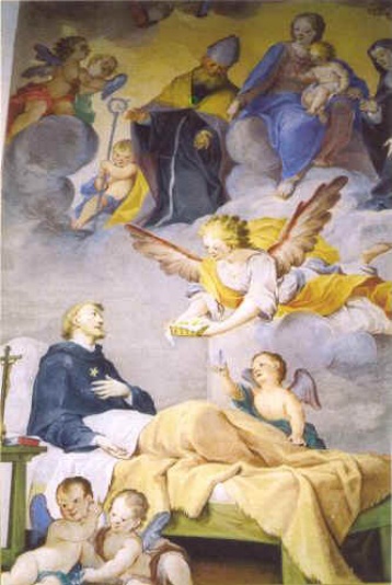 Affresco con Nicola da Tolentino nella chiesa di S. Maria delle Grazie a Gravedona