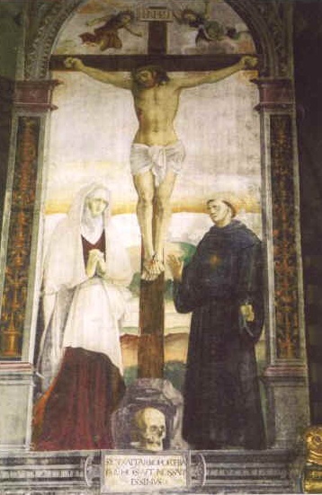 Affresco con Nicola da Tolentino nella chiesa di S. Maria delle Grazie a Gravedona