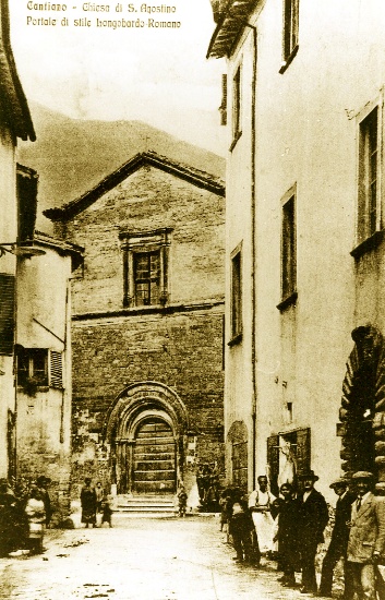 Vecchia cartolina postale della chiesa di S. Agostino a Cantiano