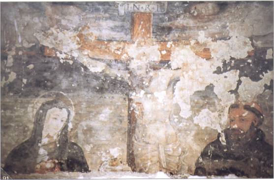 Crocifissione con Monica (o Chiara da Montefalco) e san Nicola da Tolentino