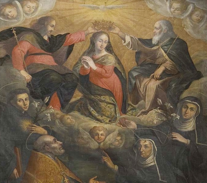 Il quadro che raffigura l'Incoronazione della Vergine tra santi agostiniani