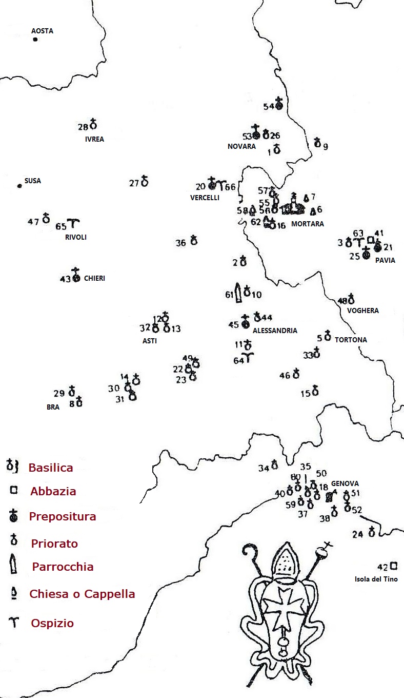 Mappa degli insediamenti dei Mortariensi