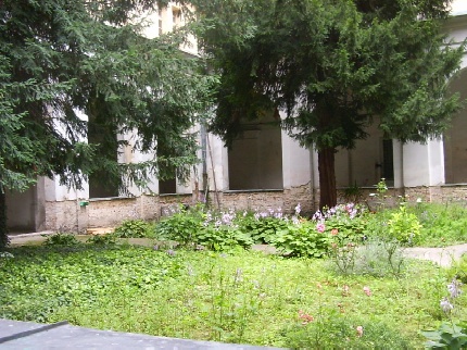 Il chiostro del convento in uno stato di grande abbandono