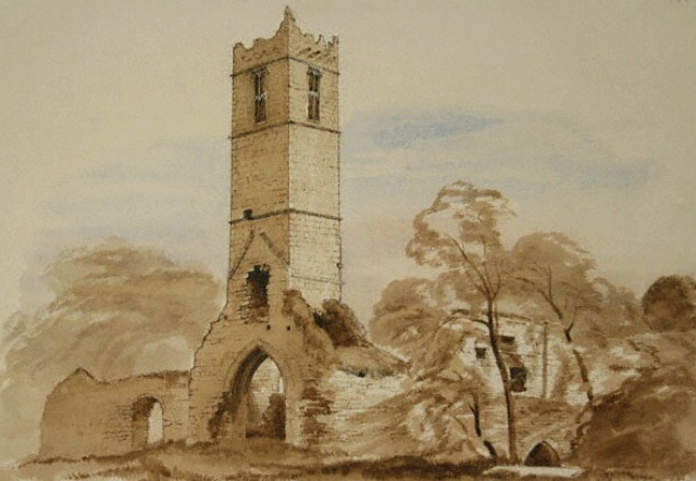 Dipinto del 1878 di Wakeman che raffigura i resti dell'abbazia di Banada
