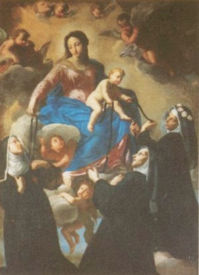 Dipinto a Camerano che raffigura al Madonna della Cintura con alcune monache agostiniane