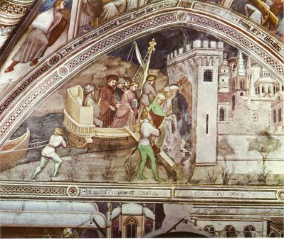 Agostino arriva a Roma: affresco di Ottaviano Nelli nella chiesa di S. Agostino a Gubbio